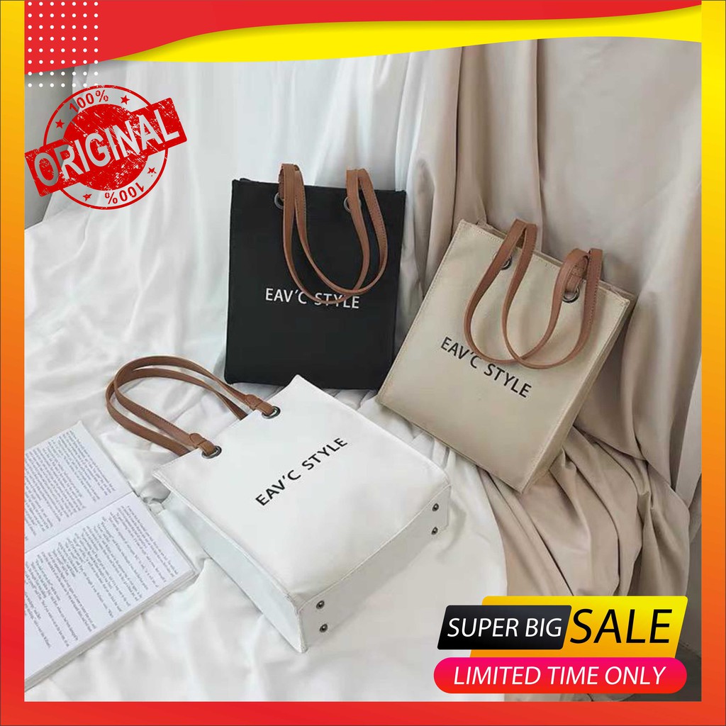 tote bag wanita korea resleting kanvas transparan kulit custom murah