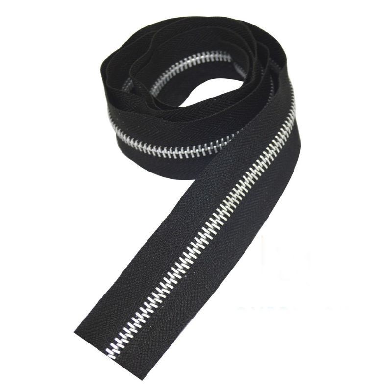 Resleting gigi besi putih (tanpa kepala resleting) risleting ykk daun hitam silver nickel jaket cela