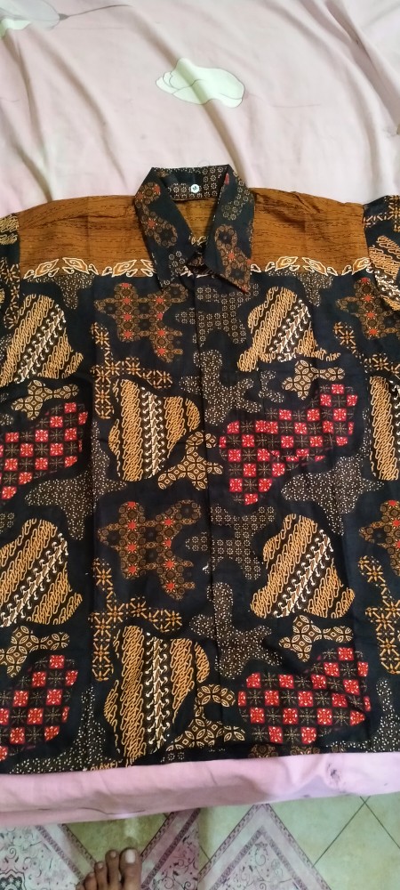 Batik Kalongan Hrb026 Kenongo Kemeja Hem Pendek Padi Pekalongan 79