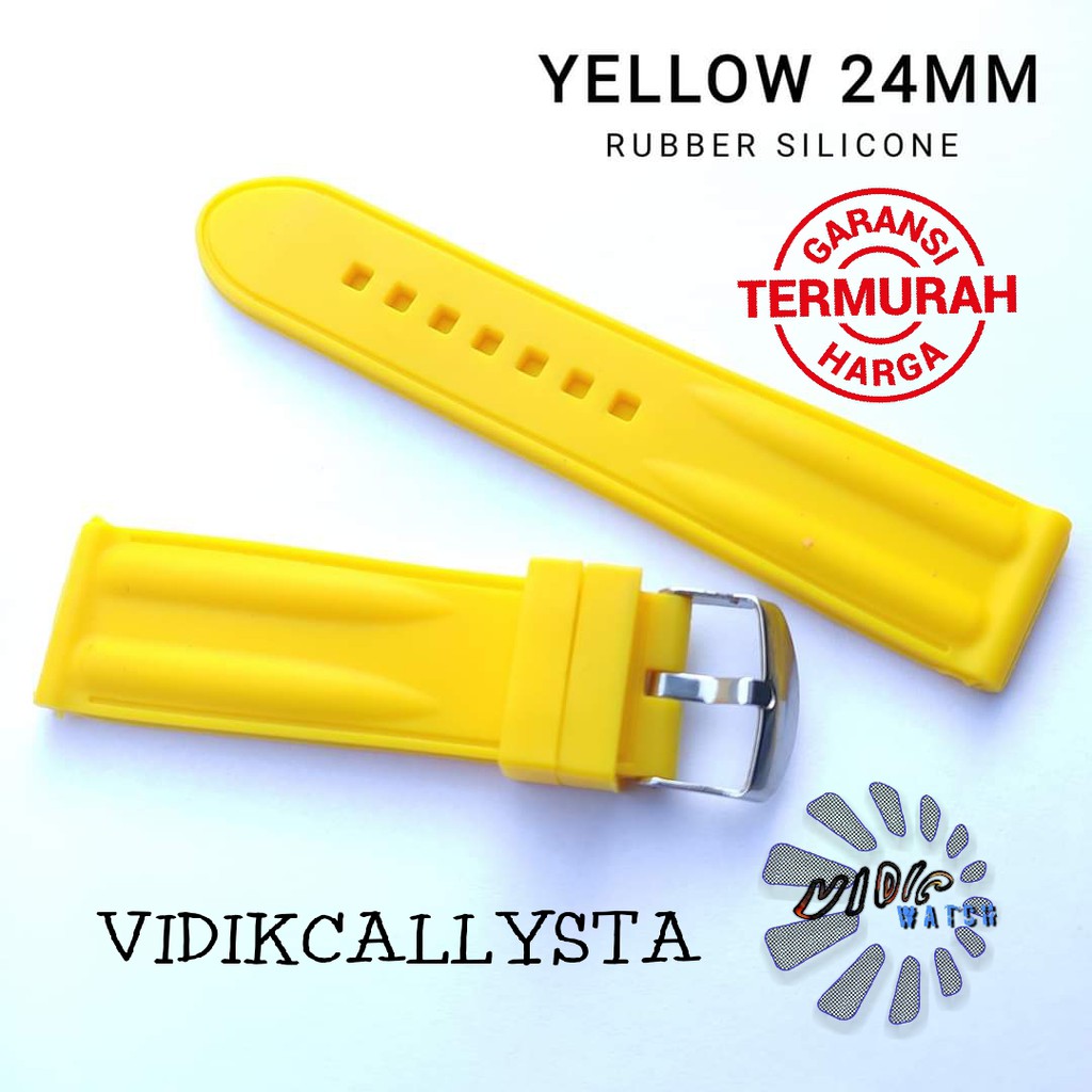 24mm Strap Rubber Silicone Karet Yellow limited edition 24 MM