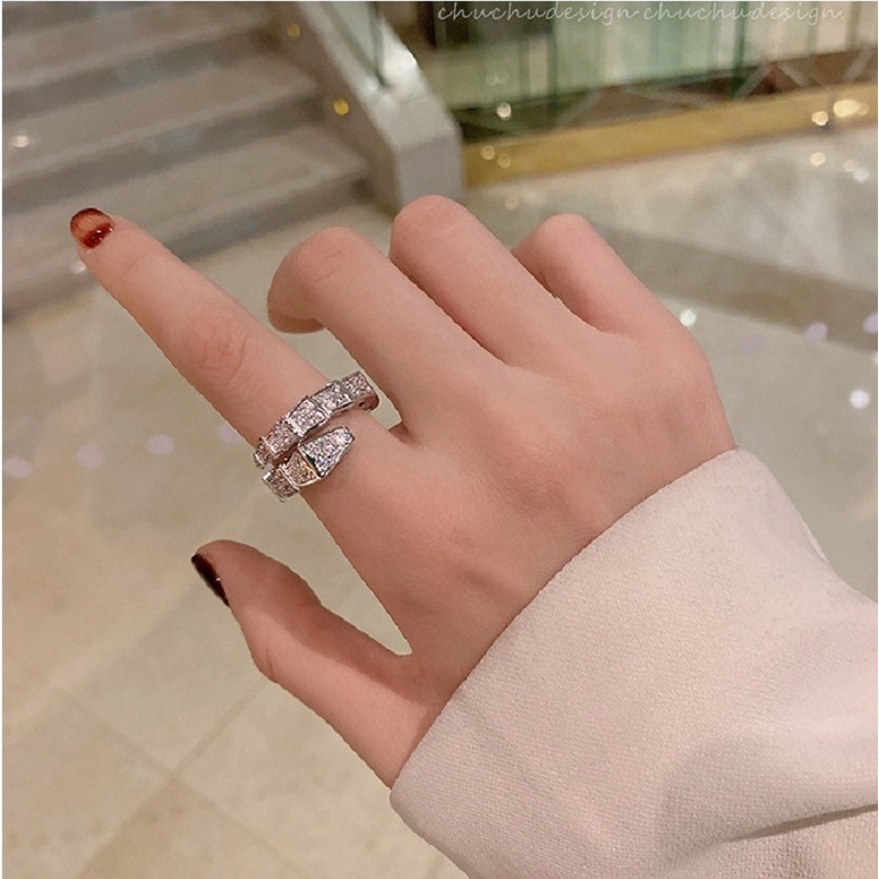 Serpentine Cincin Motif Kulit Ular Hias Berlian Imitasi Ala Harajuku Untuk Wanita