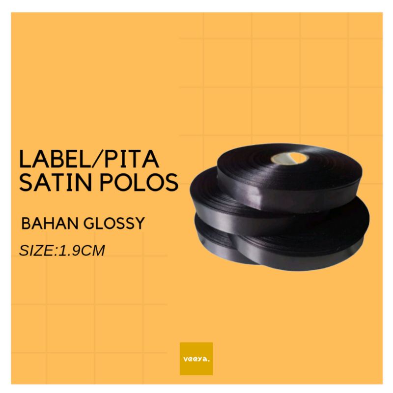 

Pita Label Satin polos Hitam glossy | Pita merek sablon satin satuan/roll glossy mengkilap serbaguna