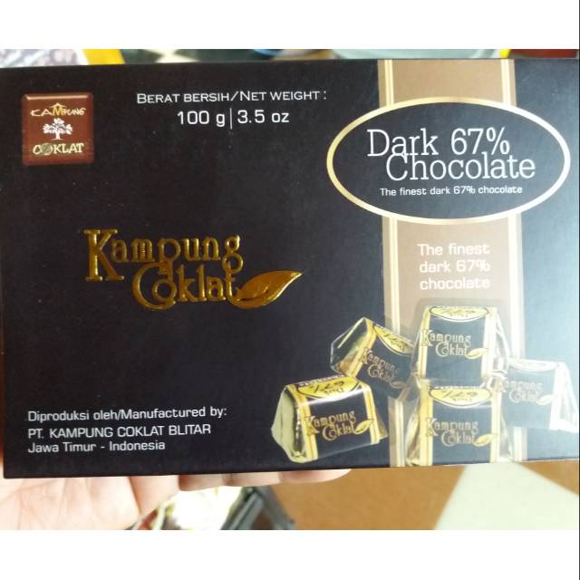 

COKLAT DARK 67% KEMASAN GIFT BOX KHAS KAMPUNG COKLAT BLITAR 100gr