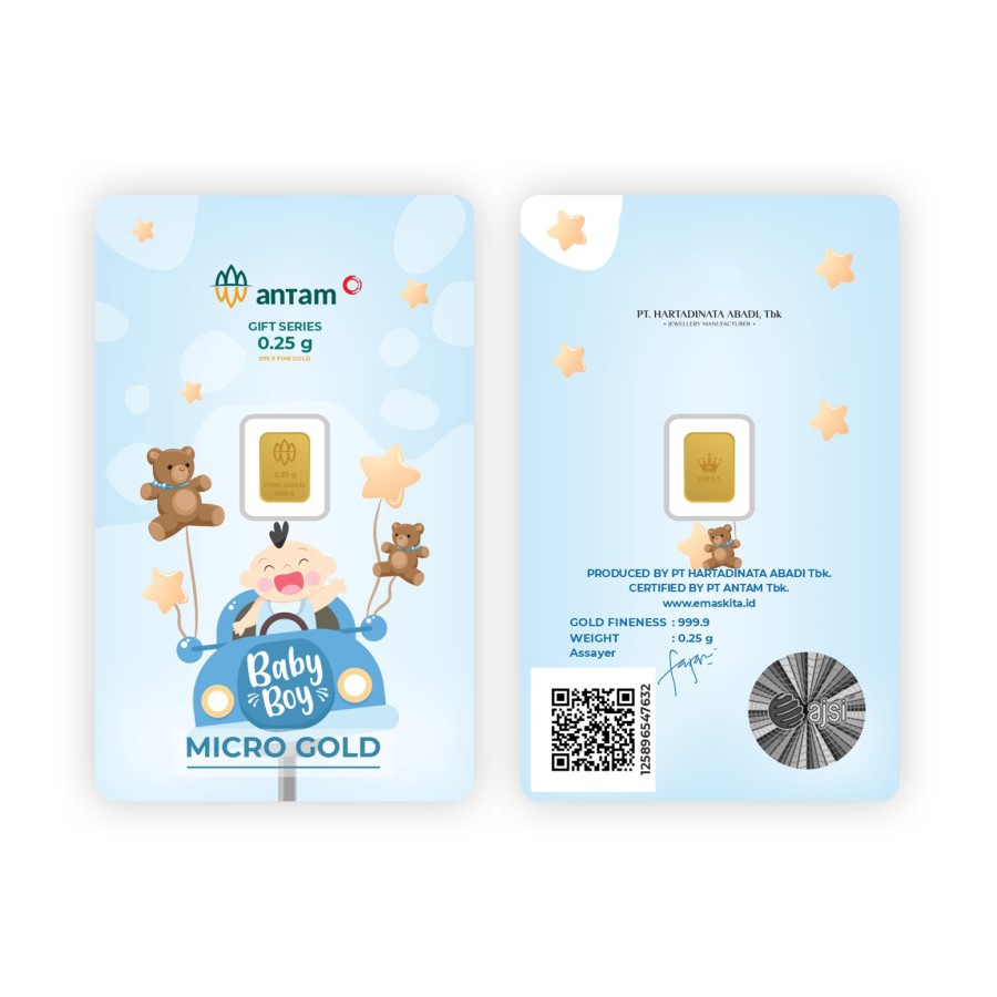 Logam Mulia Microgold ANTAM x Hartadinata Abadi 0.25 gram 0,25 LM emaskita Mini Gold Emas 24K-Baby Boy Car
