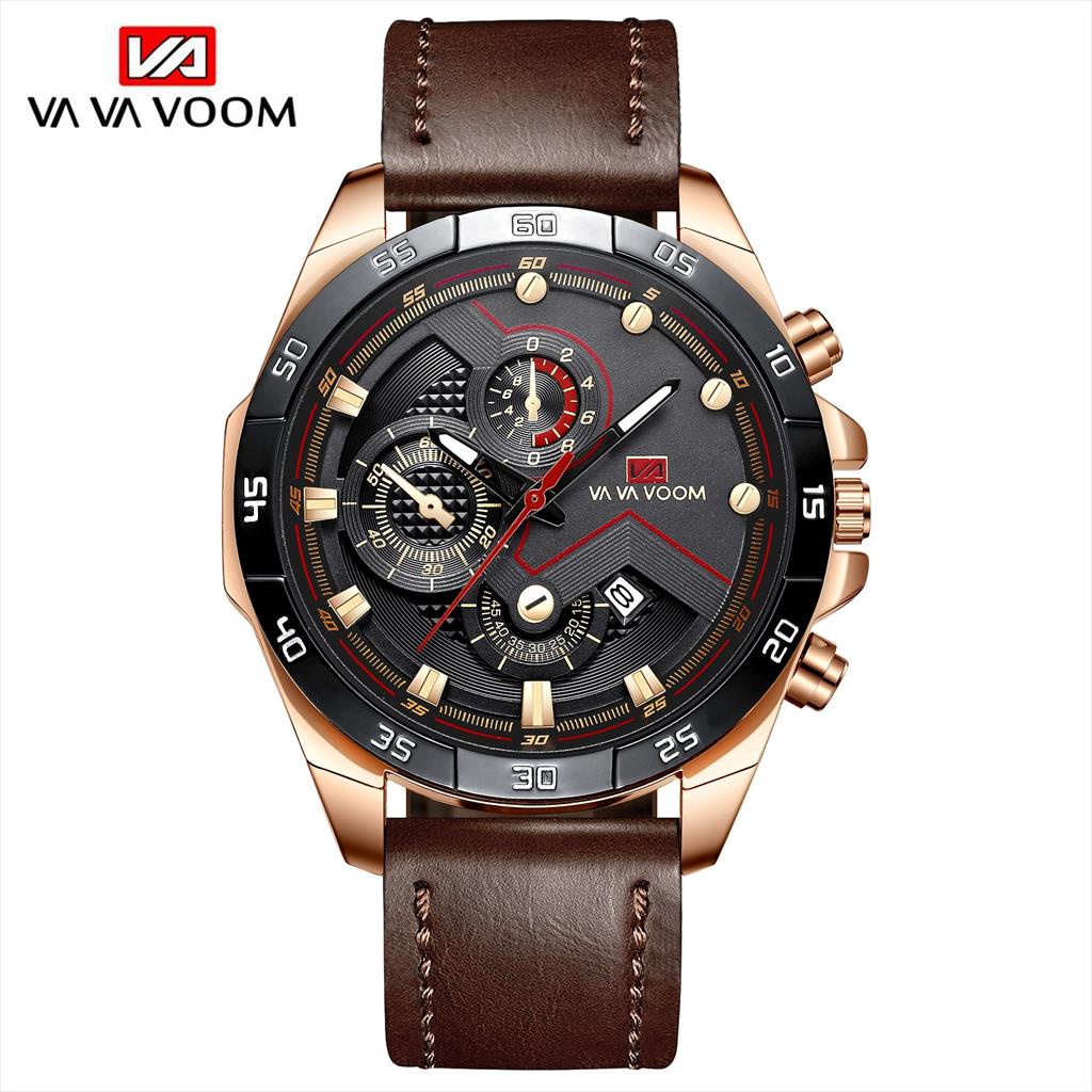 Jam Tangan Pria VAVA VOOM 2162 VAVAVOOM Tahan Air Kulit Leather Anti Karat Premium Original