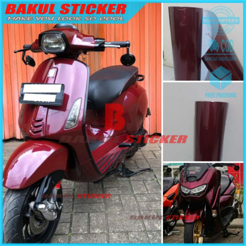 Stiker Skotlet Merah Candy Metalik Sticker Merah Maroon