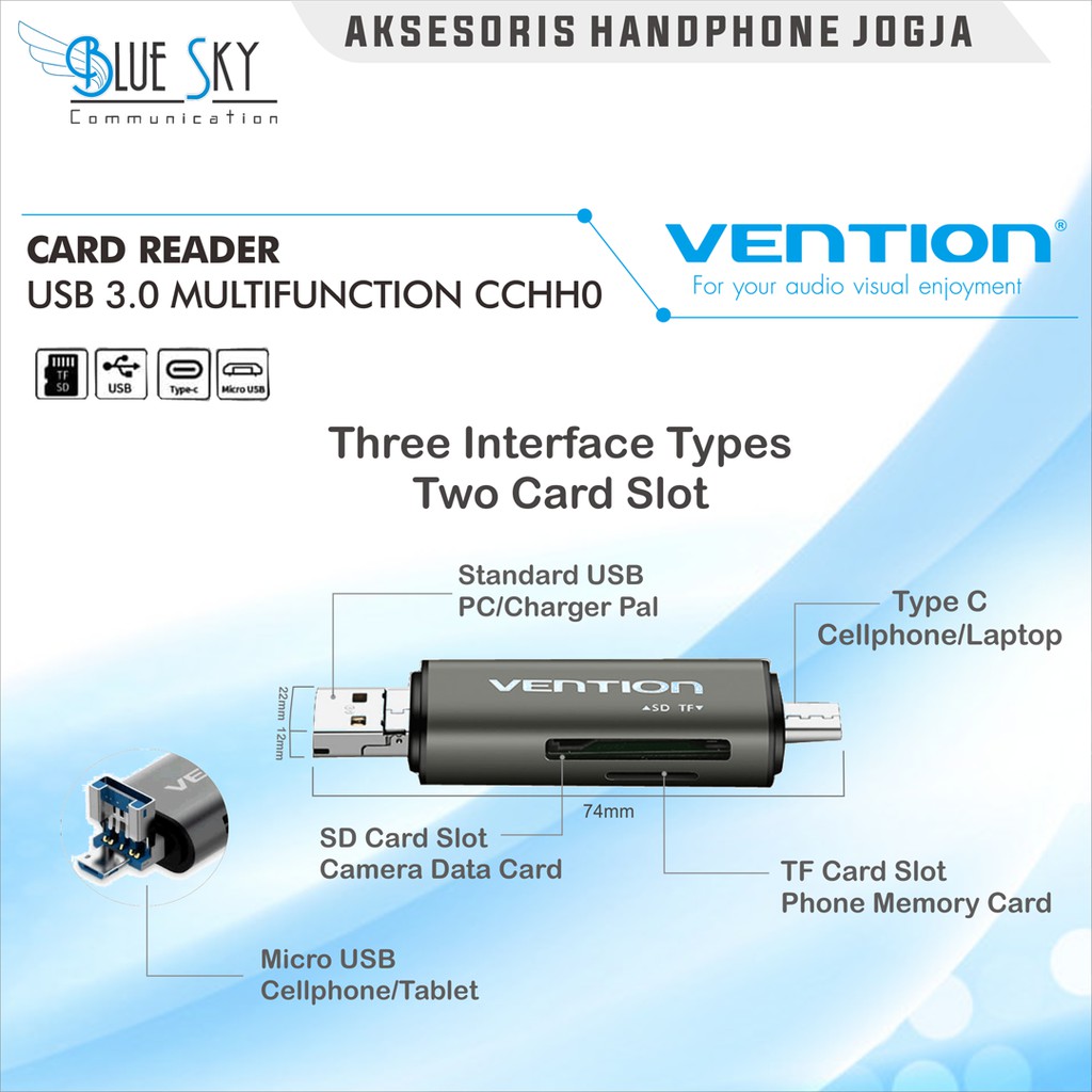 CARD READER VENTION USB 3.0 MULTI FUNCTION CCHH0 TYPE C