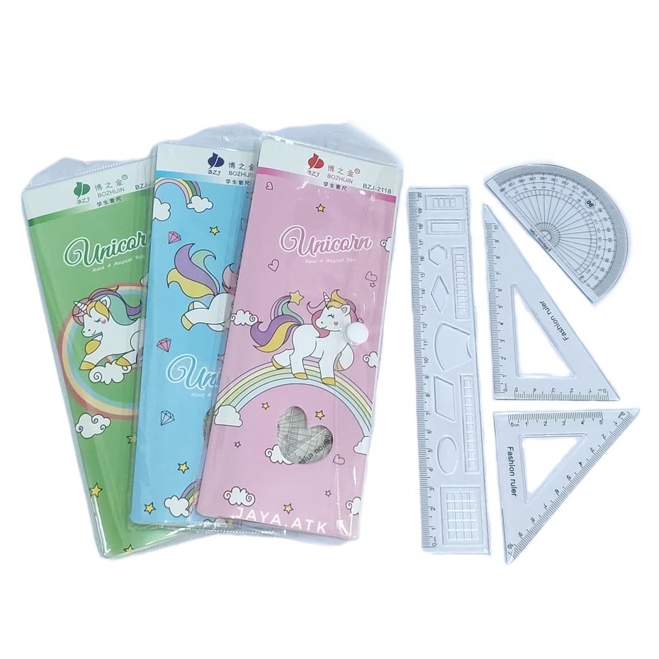

PENGGARIS MISTAR SET 20 CM LUCU ISI 4 BUSUR SEGITIGA SIKU PLASTIK MURAH