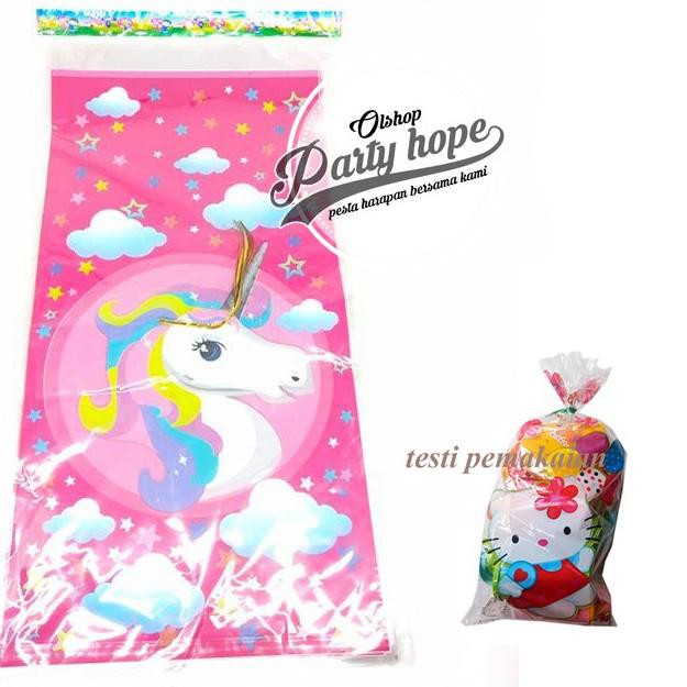 

Bagus Dipakai-091 plastik snack Unicorn pink / souvenir ultah / plastik bingkisan kado / plastik k