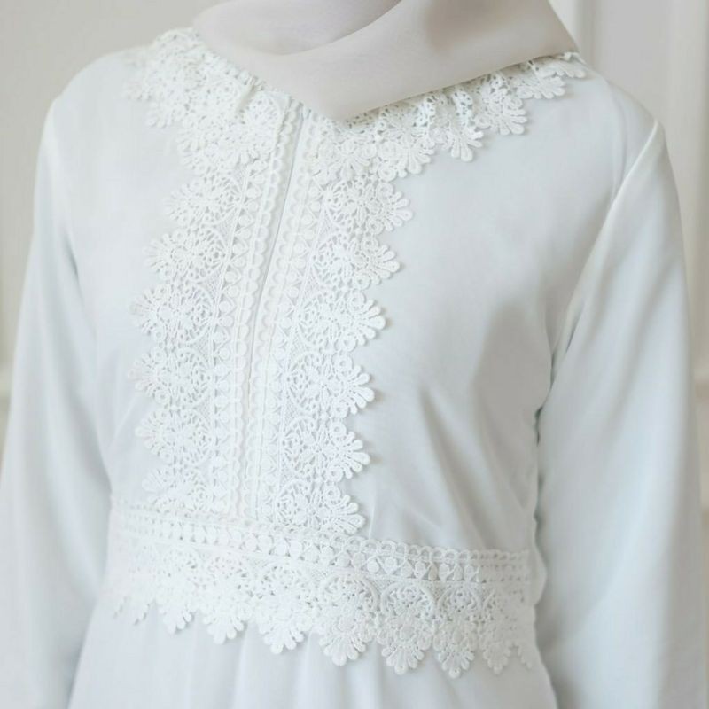 GAMIS EMILEA WHITE ORIGINAL BRUKAT RENDA