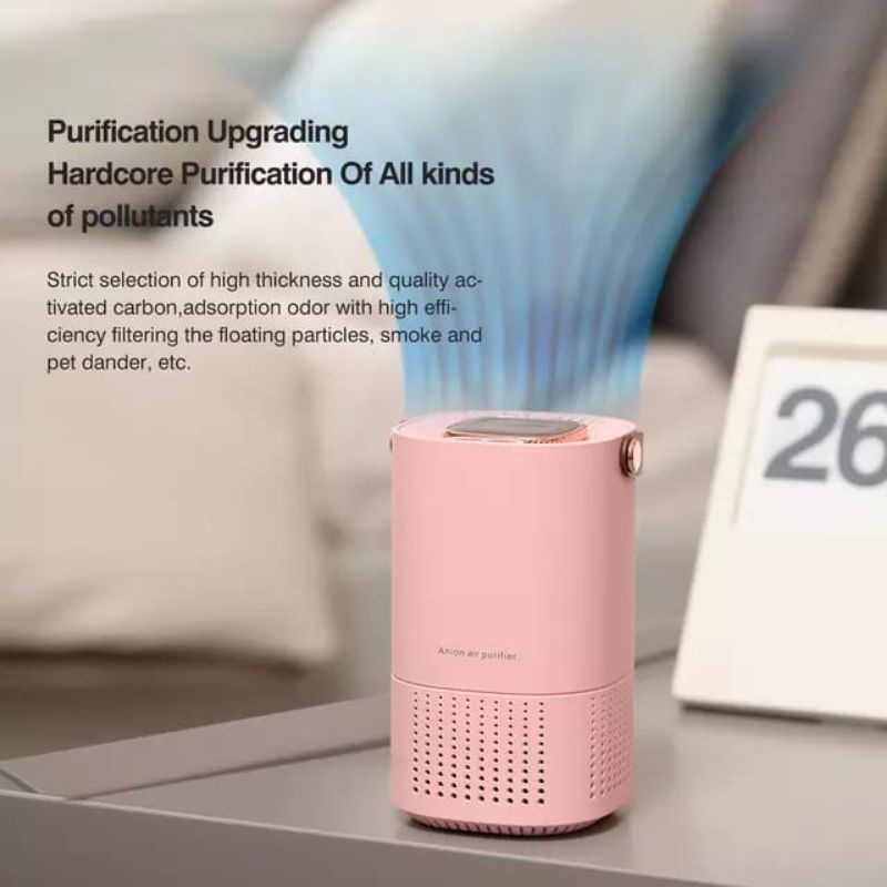 Air Purifier Anion A8 HEPA Filter Portable Rechargeable Praktis Dibawa