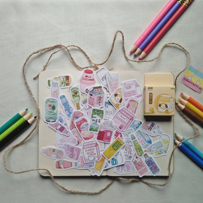 

Sticker Deco Box Desain Minuman Korea Lucu/Stiker untuk jurnal