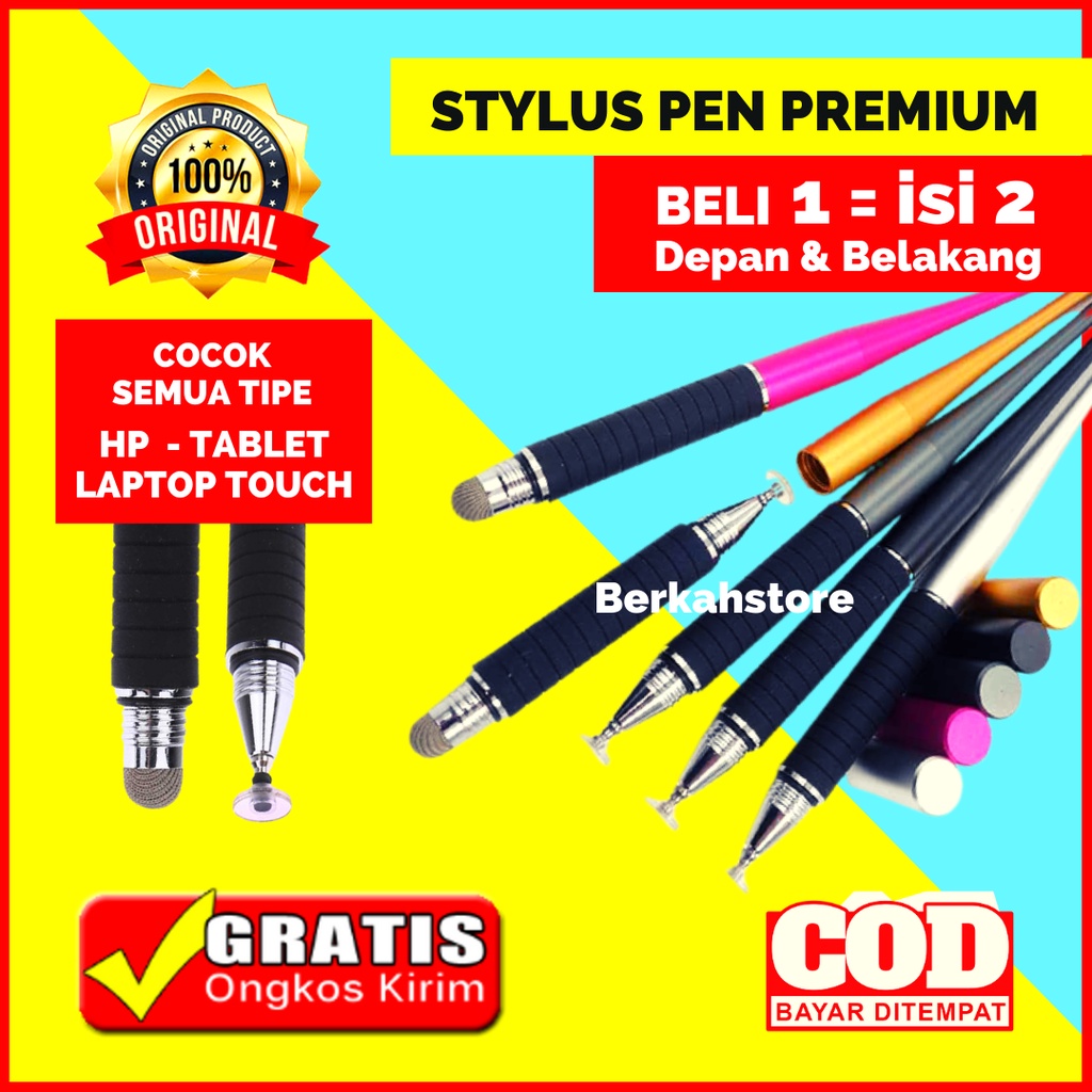 Stylus Pen 2 In 1 Universal Kualitas Premium Isi 2 Baseus Adonit Stylus Pen Iphone Ipad Laptop Xiaomi Redmi Samsung Advan Tablet Realme Infinix Oppo Vivo Capacitive Stylus Pen HP Smartphone