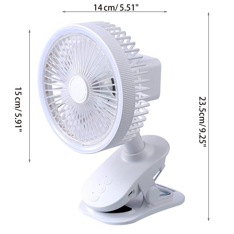 Vivi Kipas Angin Desktop 5.9inch Usb Charging Fan 3speed Clip Fan 2400mah Untuk Kamar Tidur