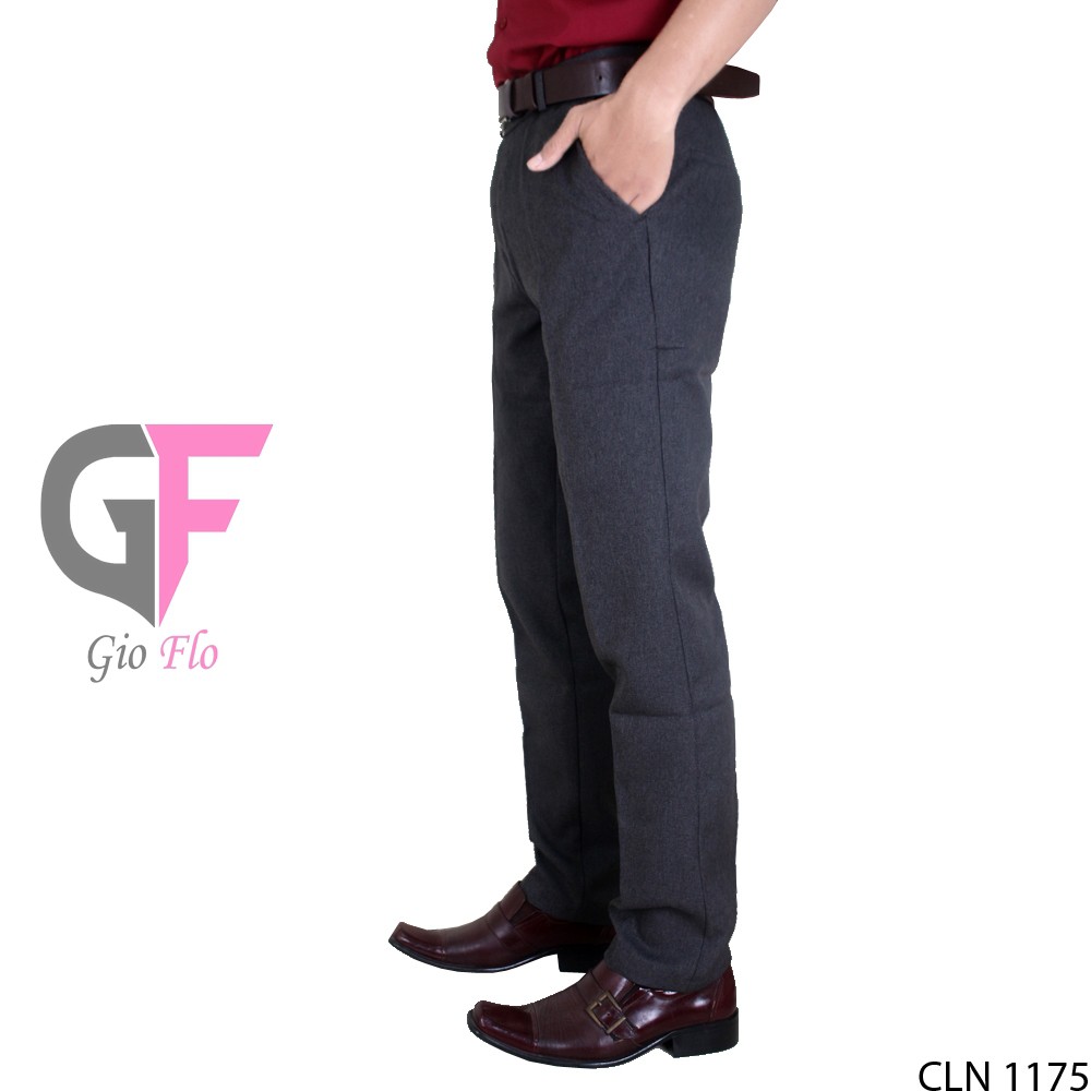 GIOFLO Celana Jas Pria Formal Slim Fit Polos Terbaru Dark Grey / CLN 1175