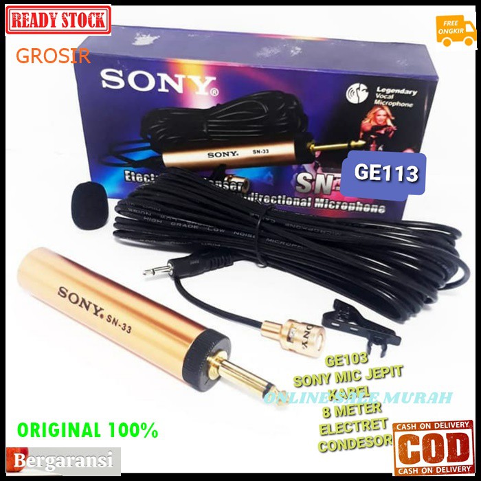 G113  Sony Mic Jepit mik Kancing kabel 8 meter microphone klip on kerah baju mikrophone Clip Condensor sensitif peka aux mikrophone mik karaoke sound system audio youtuber cable G113   Bisa DIPAKAI SEGALA JENIS AUDIO SOUND  PEKA SENSITIF  PAKAI BATERAI AA