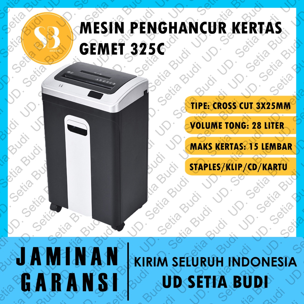 Mesin Penghancur Kertas Gemet 325C Asli dan Bergaransi