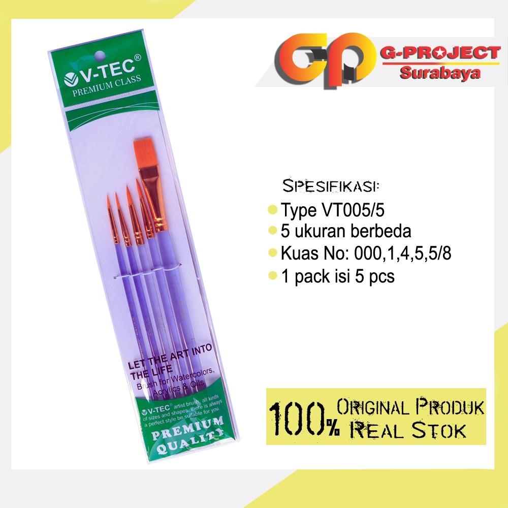 

V-Tec Brush Vt005 Set 5 / Kuas Lukis Set 5