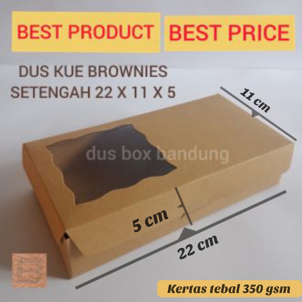 (1pak=10pcs) DUS KUE BROWNIES 22x11x5 cm. Bukaan depan setengah Laminasi dalam, DUS DONAT DUS MAKANA