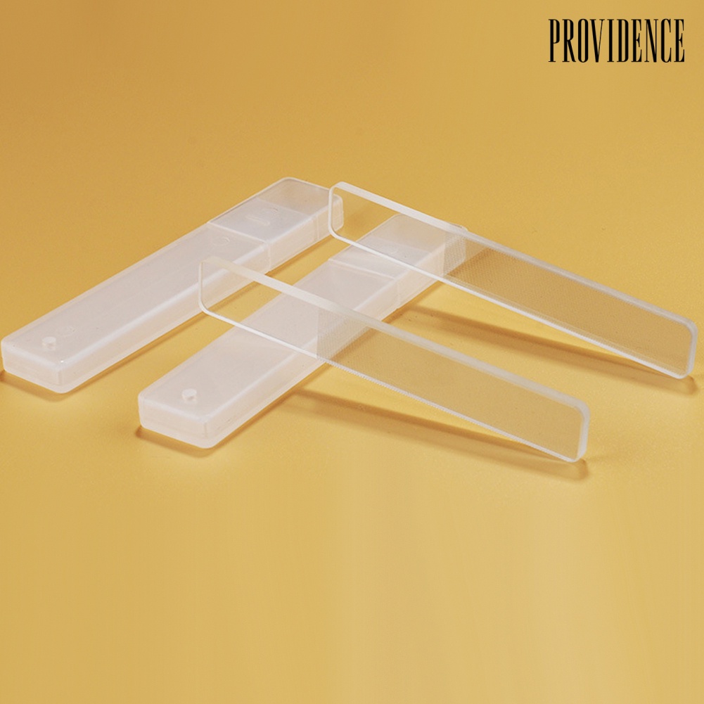 Alat Kikir Kuku Mini Portable Bentuk Persegi Panjang Bahan Kaca Bening Dengan Kotak Untuk Manicure
