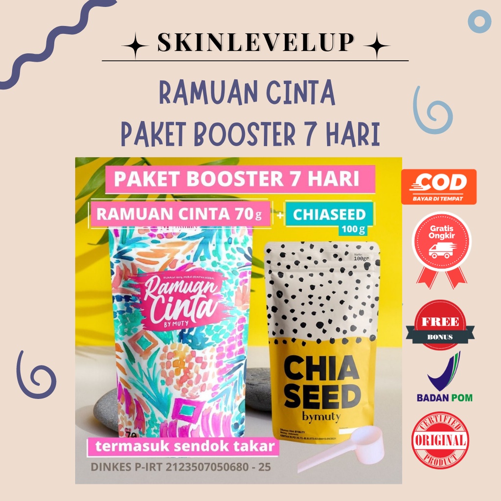 

PAKET BOOSTER 7 HARI [OFFICIAL] Ramuan Cinta versi Lengkap (NEW) Free Chia Seed Cia Seed Chiaseed Ramcin Ramuan Cinta Promil Untuk Diet By Muty Muti Ramuan Cinta