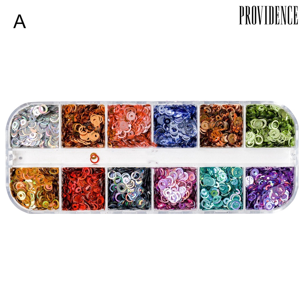 Providence 12Grids/Box Manicure Ring Flake Various Shapes Beautify Nails Candy Colors Nail Art Glitter Neon Round Sequins for Female