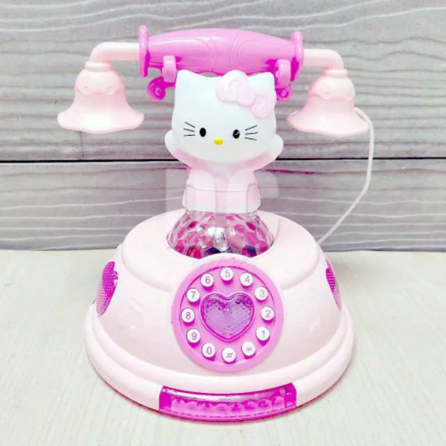 (DOS) MAINAN TELEPHONE HELLO KITTY BATRAI LAMPU DAN SUARA