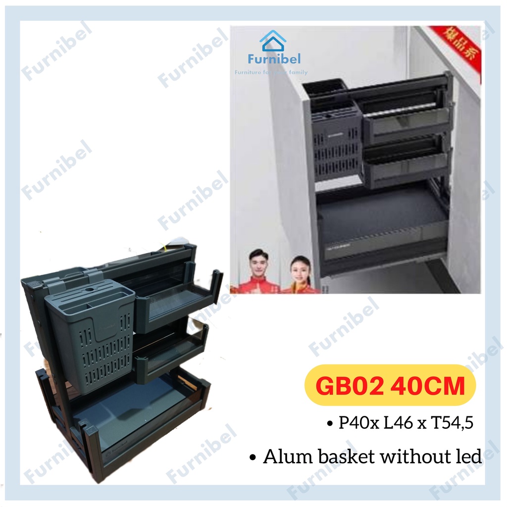 GB02 - Rak Dapur Soft Close / Alum Basket Without Led