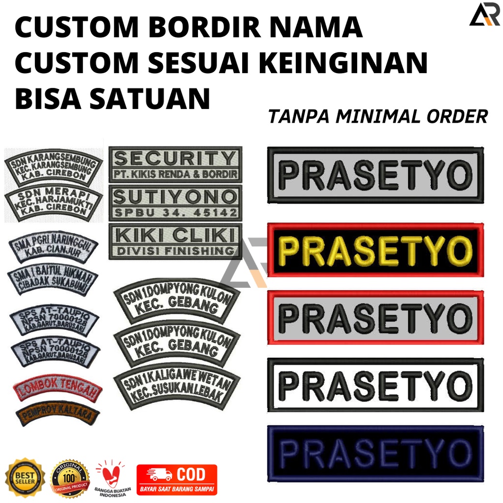 Jual Bikin Bordir Nama Sendiri Bordir Custom Nama Premium Quality Logo Bordiran Komputer