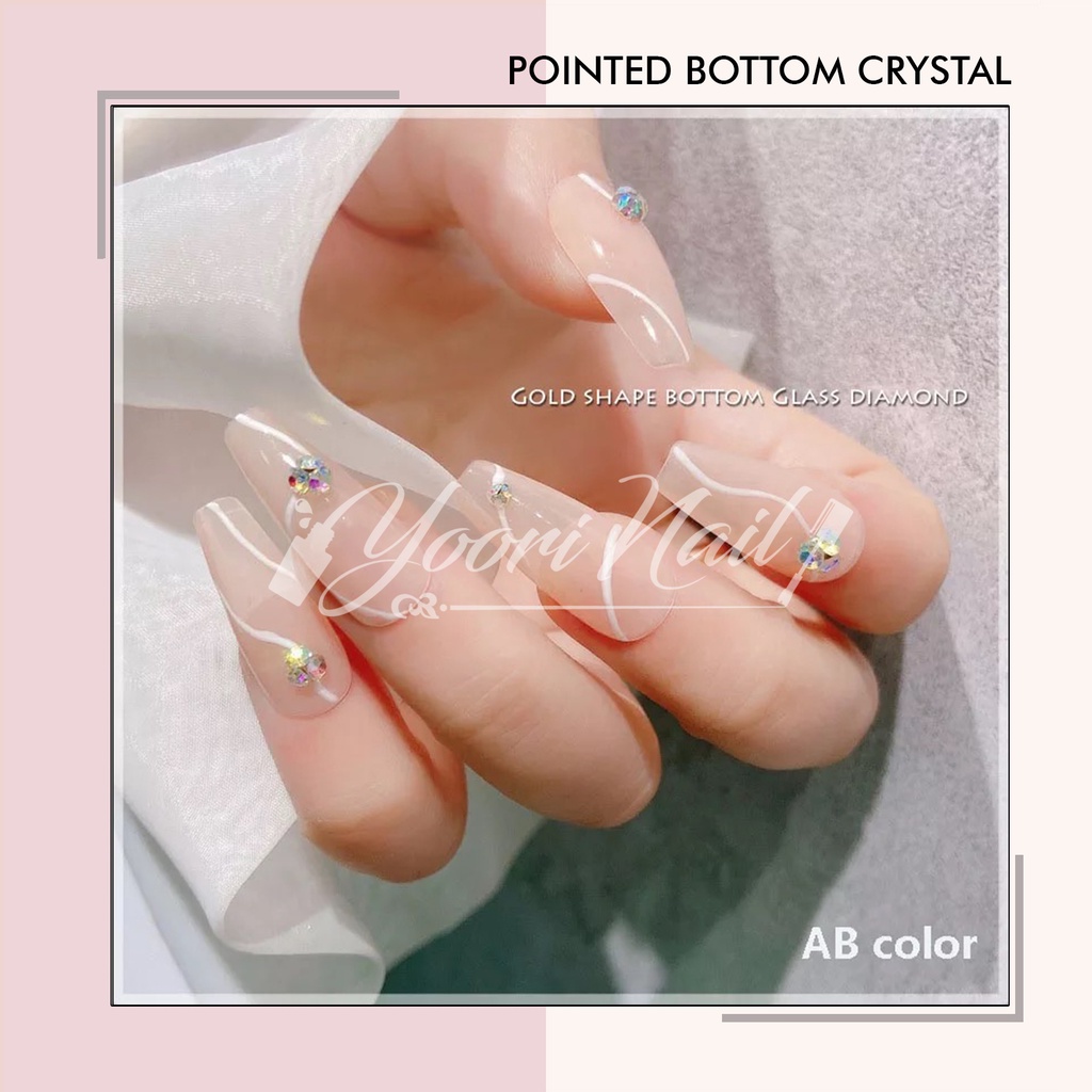 Pointed bottom crystal diamond nail art box 6 size ab clear rhinestones nailart kuku