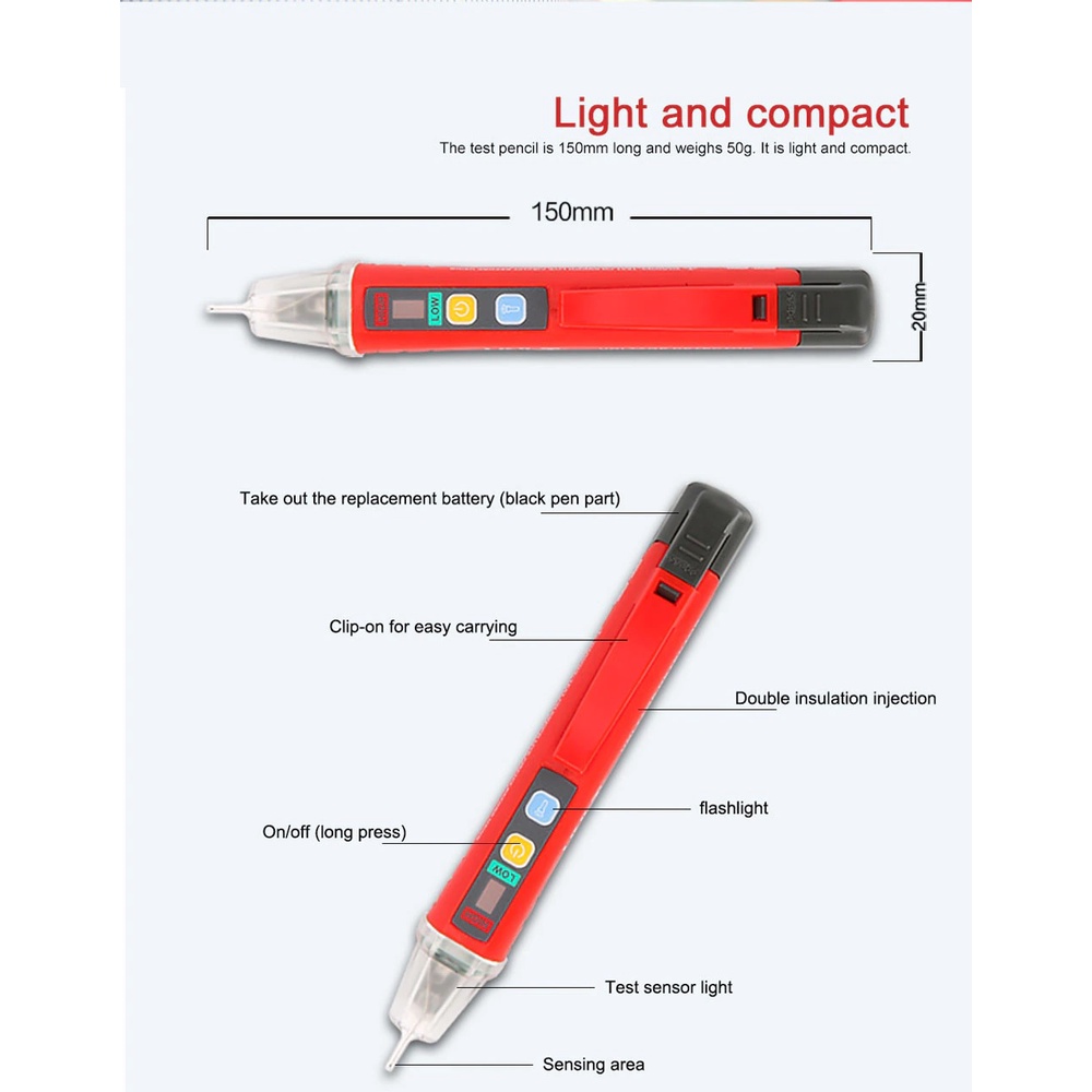 UNI-T UT12D - Non-Contact AC Voltage Detector - Test Pen Profesional