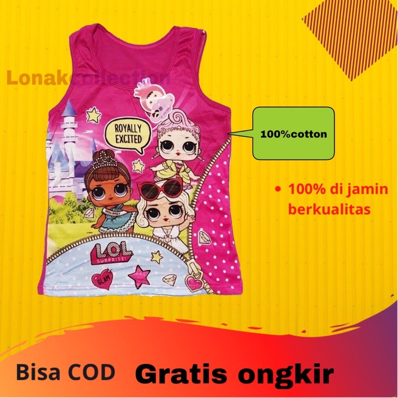 baju singlet lekton /kaos dalam anak bergambar lucu motif kids / LoL /frozen/ kartun