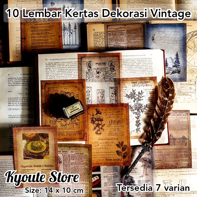 

10 Lembar Kertas Dekorasi Scrapbook Vintage Retro Translucent Paper Decoration Journal DIY