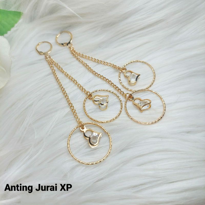 Fourfashion Anting Jurai Xuping Bulat Tengah Love Kekinian JX015