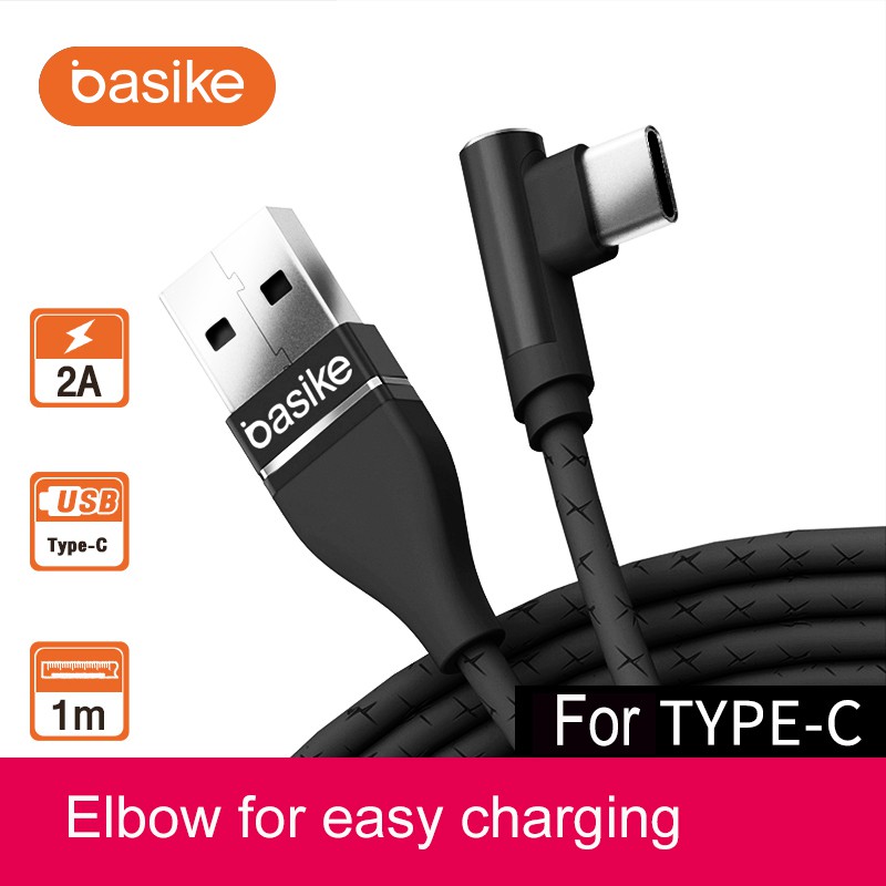 Basike Kabel Data Type-C Cable Type C Quick Charge Charger Fast Charging Tipe C 90 Derajat xiaomi-7