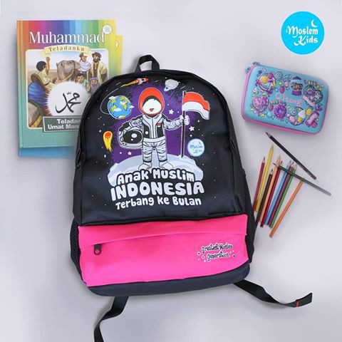 FREE RAINCOVER Tas Anak Muslim Ransel Backpack Karakter Moslem Kids - Backpack LARGE Besar