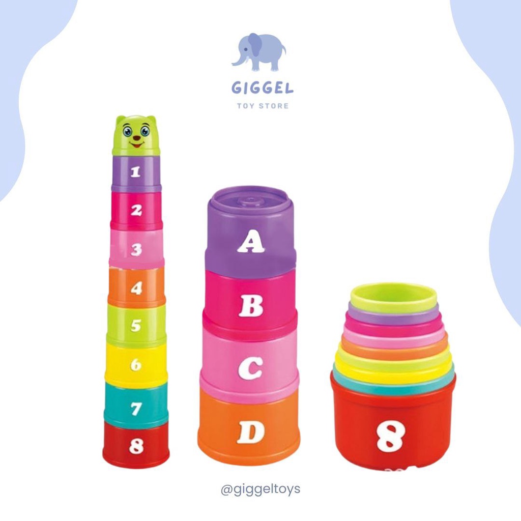 [ Giggel ] Stacking Cup Toys Import / Mainan Anak Susun Gelas Warna Warni / Mainan Edukasi Anak