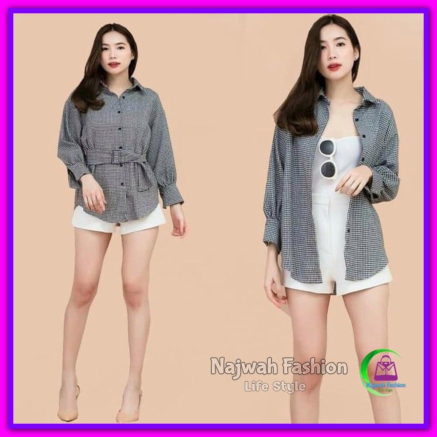 Kemeja Wanita Katun Hitam - Kemeja Sanny Hitam Sw