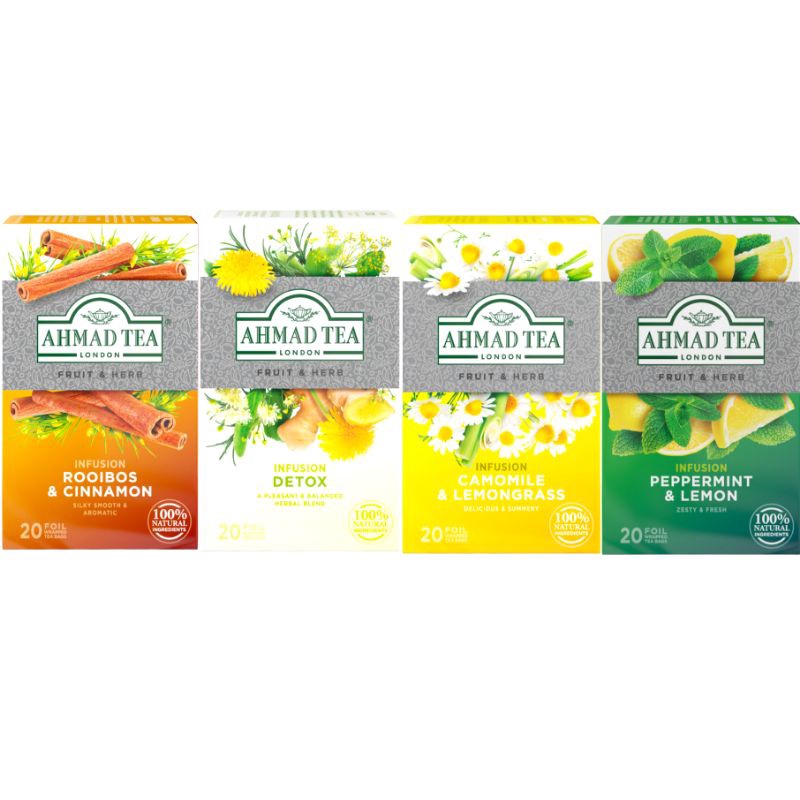 

Ahmad Tea London Fruit & Herb Detox/Peppermint &lemon/Rooibos&Cinnamon/camomile&lemongrass Malaysia