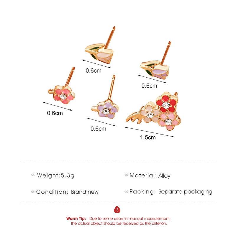 5 pcs/ins Angin Bunga Anting-Anting Set Girly Lucu Logam Anting-Anting Menetes Fashion Bunga Anting-Anting Geometris Aksesoris