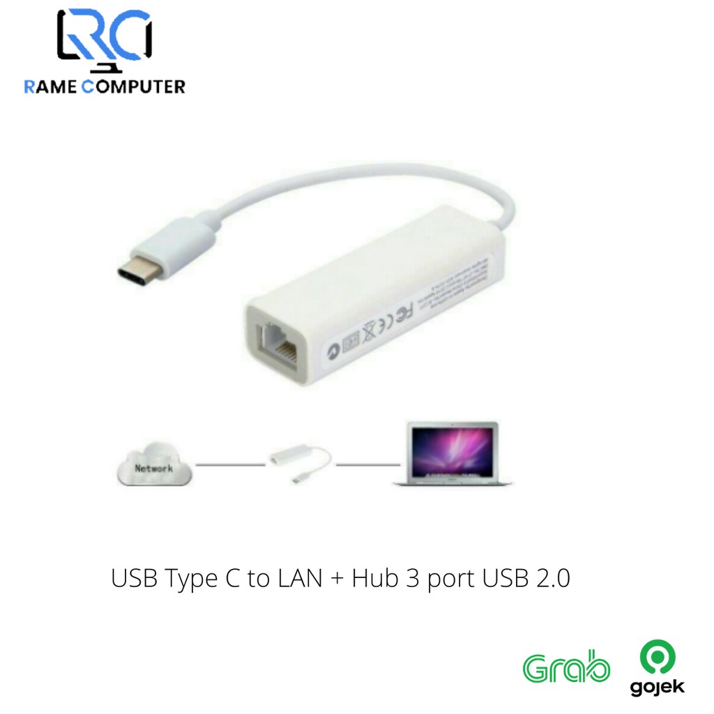 CONVERTER USB TYPE-C TO USB Hub 3 Port with LAN Ethernet