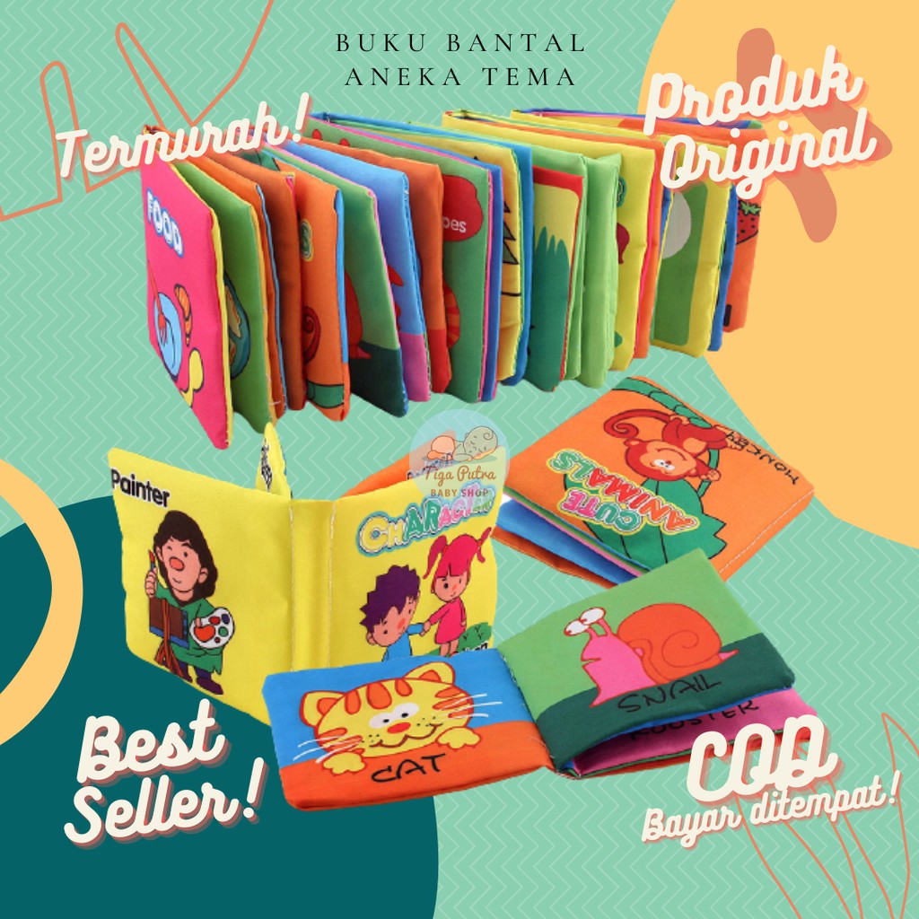 Buku Bantal Bayi Mainan Edukasi Anak Kain CLOTH BOOK Cerita Pillow Book Edukasi Hewan Angka