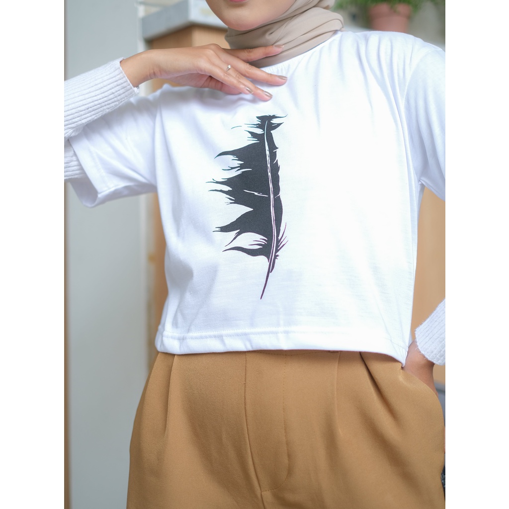 ZAHRA - Baju Kaos Crop Wanita COTTON QUILL