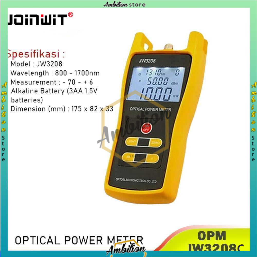 OPM Joinwit JW3208C Optical Power Meter Fiber Optik Tester FO Konektor SC FC ST LC [COD]