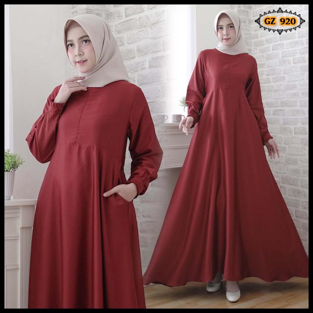 Terpopuler Gamis Satin Velvet Maroon Polos A540