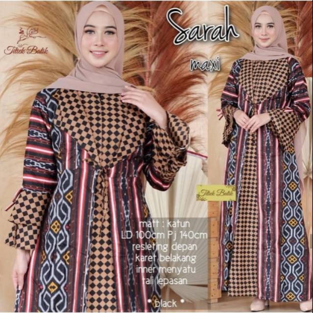 Sarah maxi titiek batik gamis blezer kombinasi
