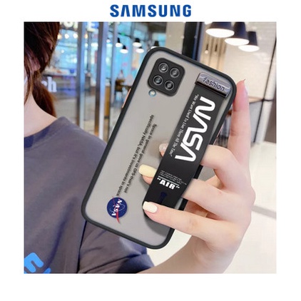 Premium Slim Case Samsung A12 M12 AERO STRAP WRIST STAND Gambar NASA Anime Cartoon - Hitam, SAMSUNG 