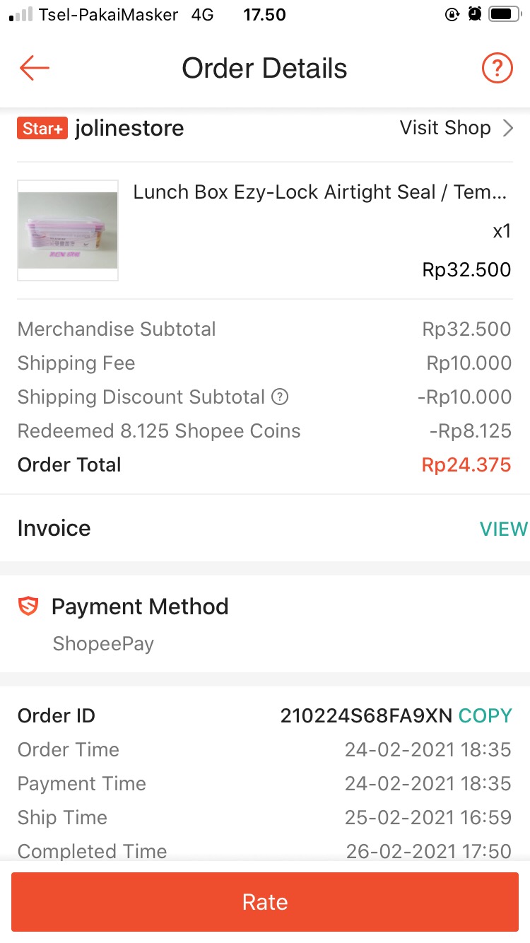 Lunch Box Ezy-lock Airtight Seal / Tempat Makan Dengan 4 Kotak Kecil / Kotak Makan Kedap Udara