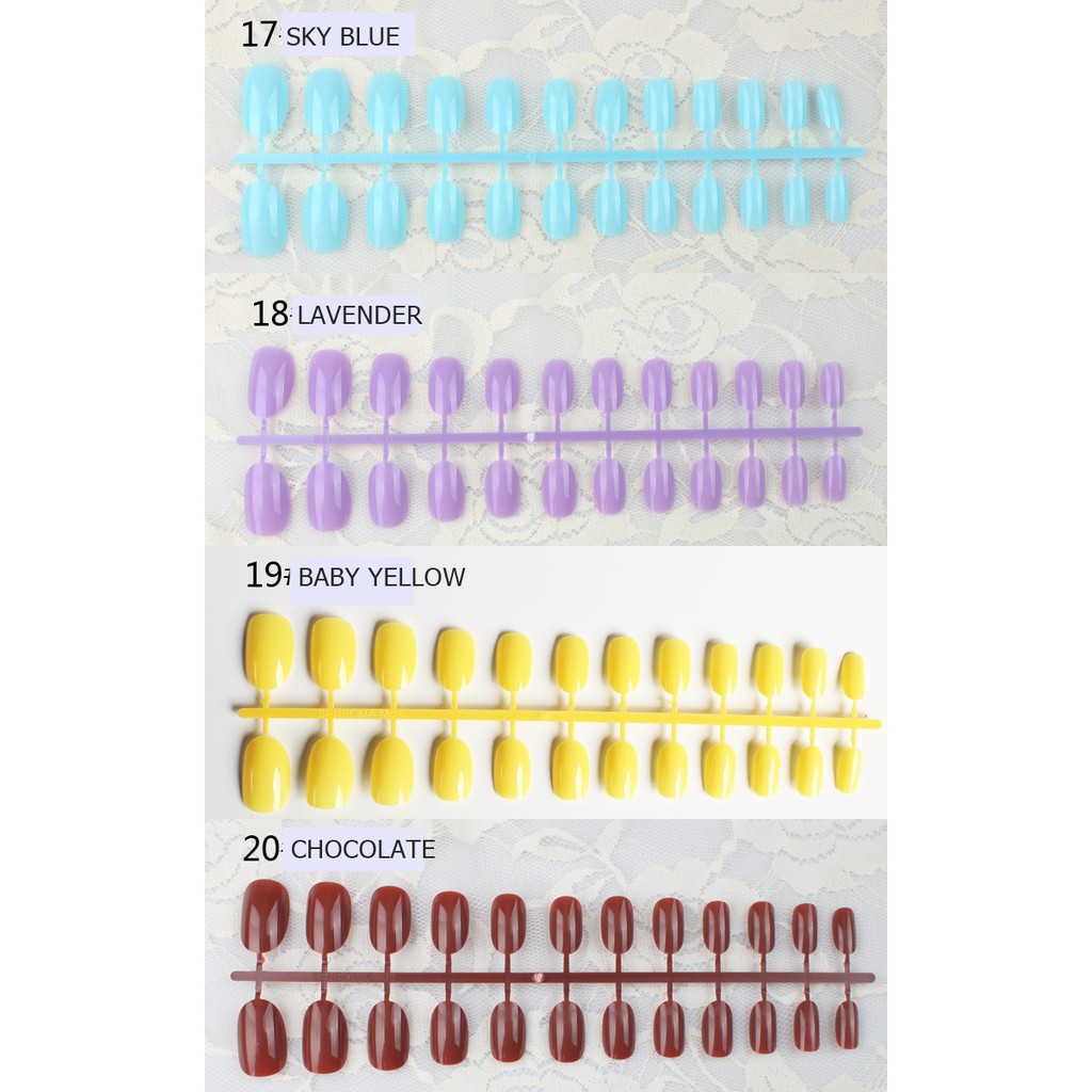 KUKU PALSU FAKE NAILS OVAL GLOSSY STYLE 24PCS BAG 1