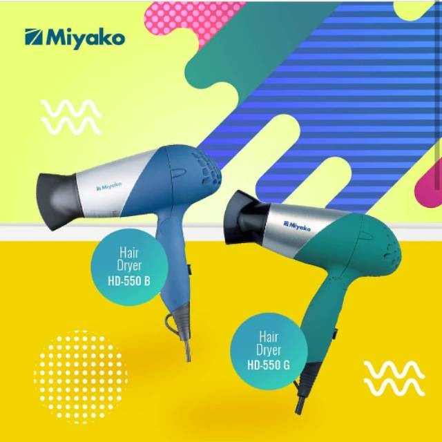 MIYAKO Hair Dryer / Pengering Rambut HD 550 B/G - Garansi Resmi 6 Bulan